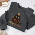 thumbnail image 2 of Meowy Christmas Embroidered Sweatshirt, Cat Mom Embroidery Tee, Holiday Cat Lover Stitch Top, Festive Xmas Gift for Women, 2 of 5