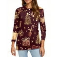 thumbnail image 4 of Womens Christmas Golf Polo Shirt Funny Xmas Graphic Button Up Polo Shirts 3/4 Sleeve Lapel Tees Loose Fit Tunic Tops Christmas Blouses 2025, 4 of 4