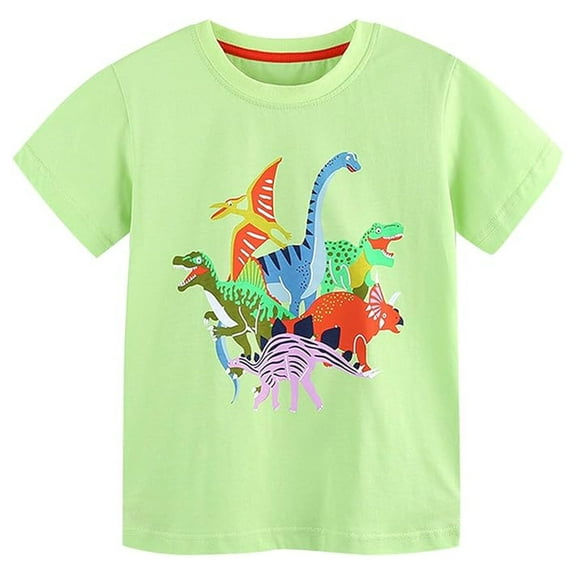 Gyexs T Shirts for Boys 4T-5T Kids Shirts for Boy Dinosaur Print Short Sleeve Tees Shirt Soft and Breathable Tee Tops (Toddlers, Green, 4-5 Years)