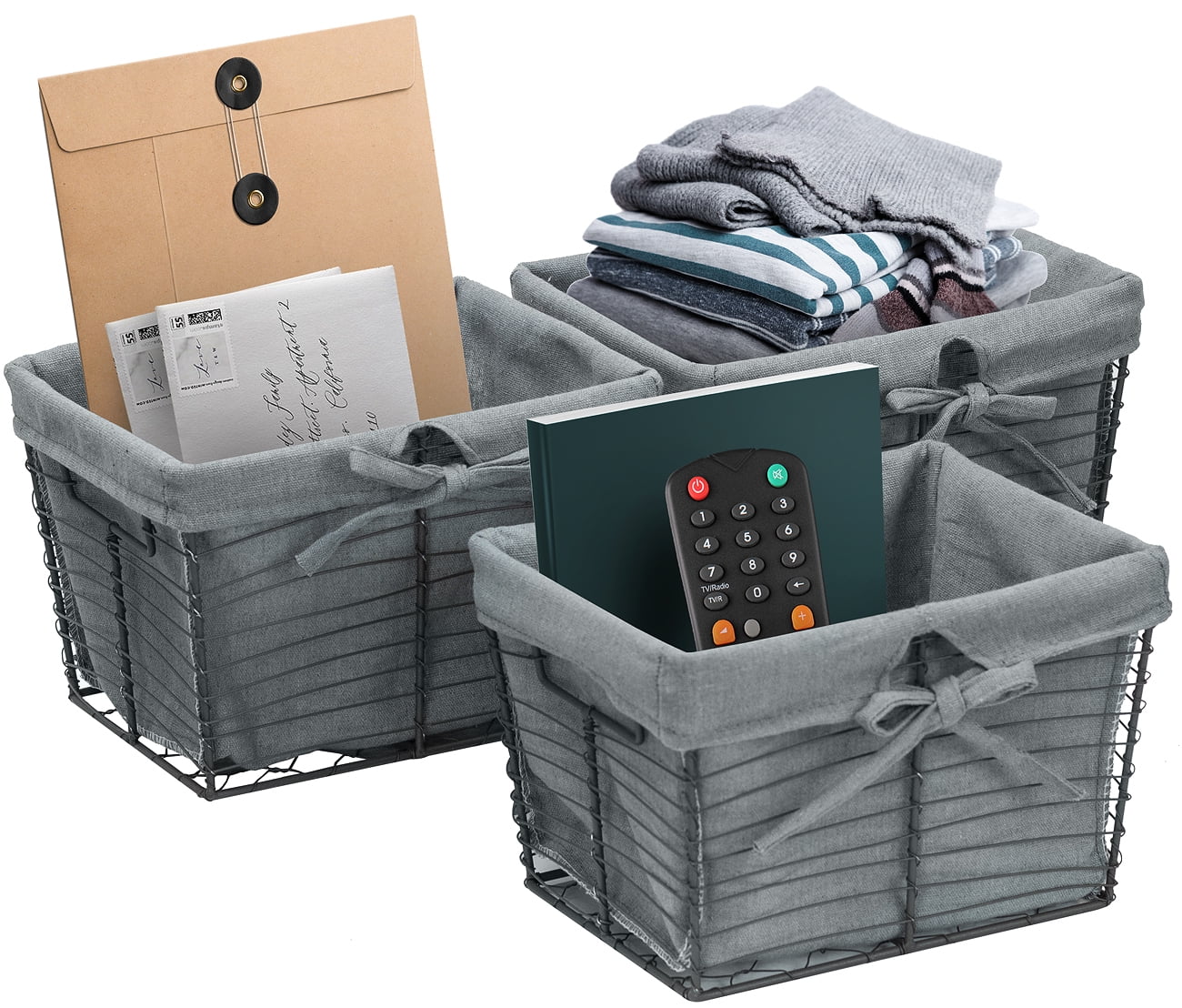 Sorbus Rustic Farmhouse Open Home Decorative Storage Bins Set of 3