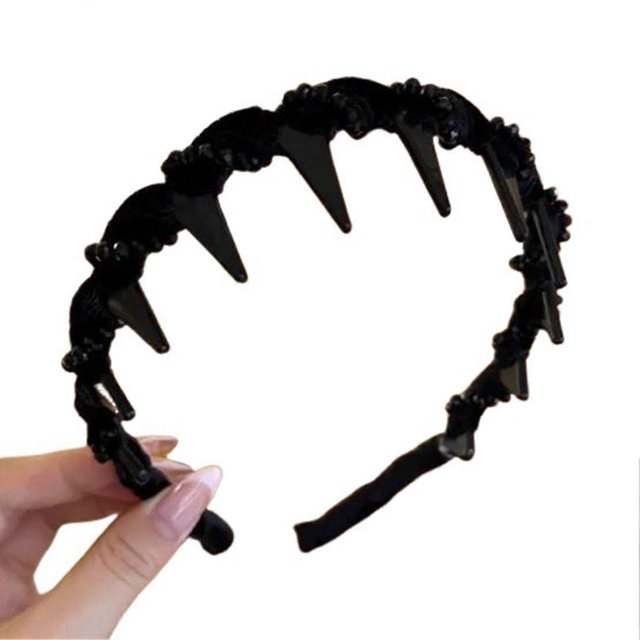 Hair Volume Booster Wave Headband, Vintage Velvet Wide Beaded Headband Hair Hoops for Women Girls