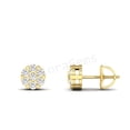 thumbnail image 2 of Round Diamond Flower Cluster Stud Earrings – 14K Yellow Gold Plated Sterling Silver, Screw Back, Brilliant Cut – Gift for Men & Women, 2 of 3