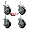 thumbnail image 2 of 5 Inch Black Poly Wheel Swivel 5/8 Inch Threaded Stem Caster Set with Brake, 2 of 2