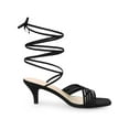 thumbnail image 3 of BLISSFUL STEP Square Toe Strappy Lace Up Kitten Heels Sandals for Women, 3 of 6