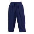 thumbnail image 3 of Outfmvch Flowy Pants Flowy Pants for Women Petite High Waist Drawstring Loose Flowy Pants Capri Pants with Lace Side Cotton Linen Pants Palazzo Pants Women High Waisted Wide Leg Blue 1 S-2XL, 3 of 5