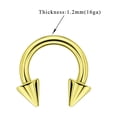 thumbnail image 2 of FANSING 16g 6mm Gold Surgical Steel Horseshoe Septum Rings 16 Guage Internally Threaded Circular Barbell with Removable Spike Ends, 2 of 3