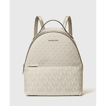 Michael Kors Sheila Medium Two-Tone Signature Logo Backpack Bag Pale Gold