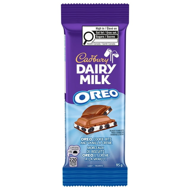 Cadbury Dairy Milk, OREO Cookie Bits and Vanilla Creme, Chocolatey Candy Bar