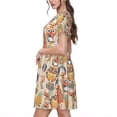 thumbnail image 2 of Xecao Hiboux Colorés pour Femmes Robe Midi à Manches Courtes d'Été avec Poches Robe Décontractée T-Shirt Fluide Robe de Plage, 2 of 6