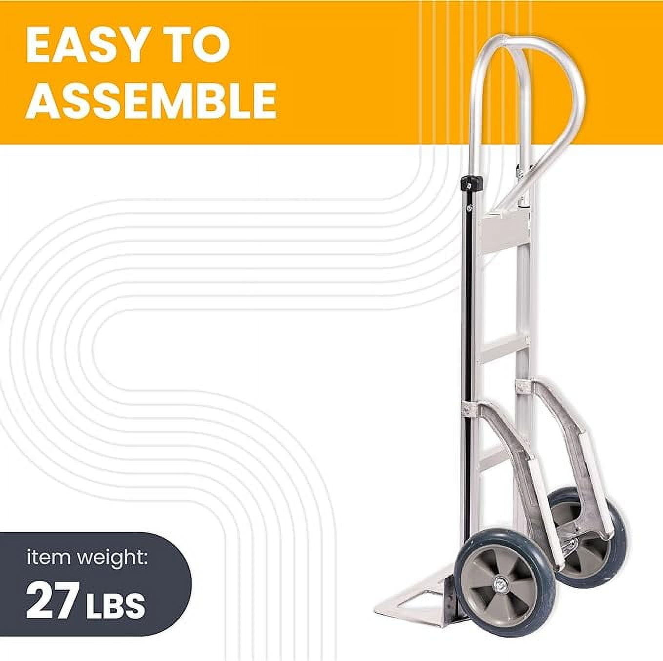 Heavy Duty Aluminum Hand Truck 500 lb – 10" Rubber Wheels, Vertical Loop Handle, Moving Dolly