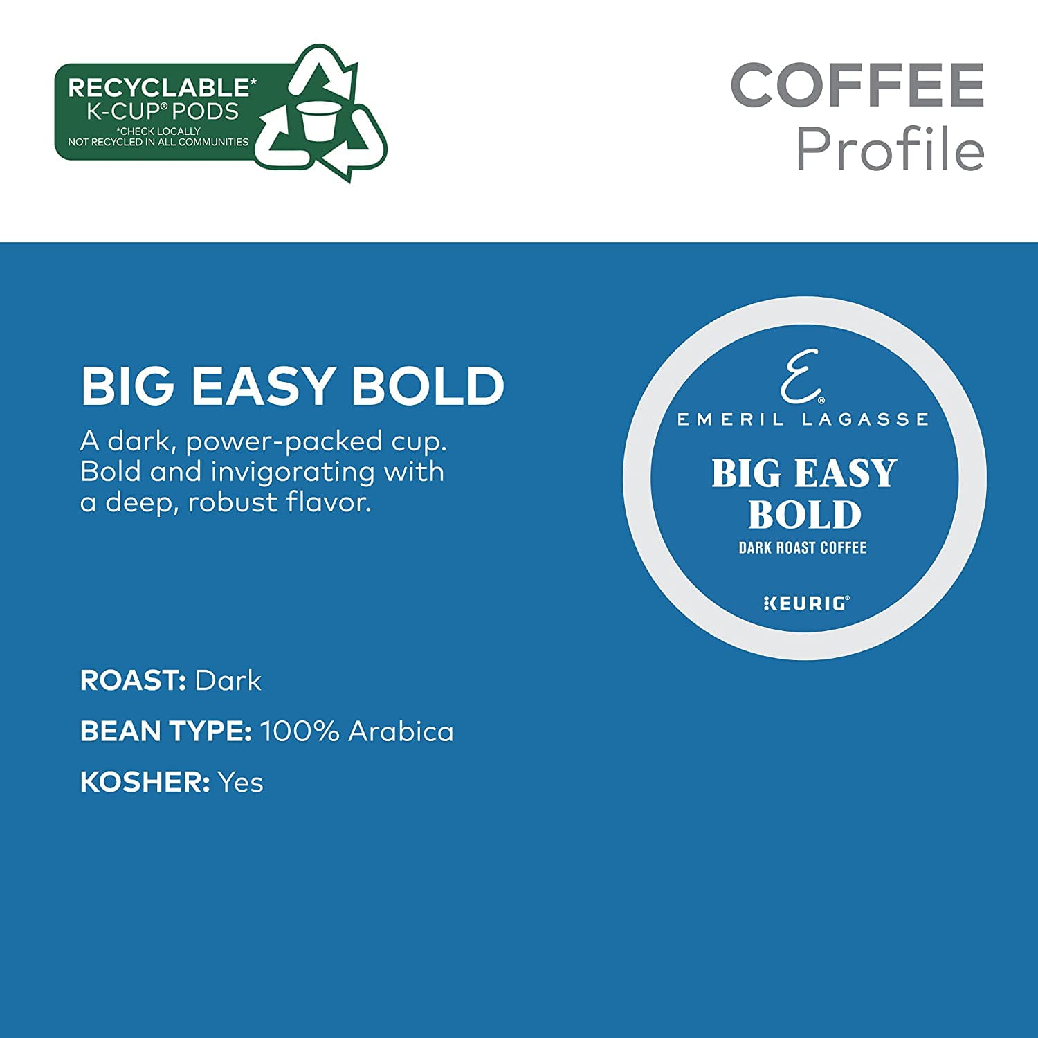 Emeril Big Easy Bold Coffee, Keurig Single-Serve K-Cup Pods, Dark Roast Coffee, 96 Count (4 Packs of 24)