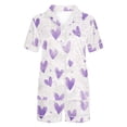 thumbnail image 5 of Wensltd Button Up Pajamas for Women Heart Print Collared Short Sleeve Top and Shorts Soft Valentine's Day Purple M, 5 of 8
