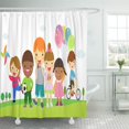 thumbnail image 1 of SUTTOM Livre Coloré Vélo Groupe d'Enfants Blanc Rideau de Douche Garçon 60x72 Pouces, 1 of 1