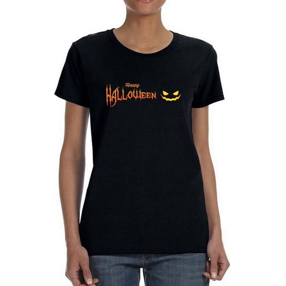 Pumpkin Darkness Smile Complement Women Black T-Shirt, Female Large