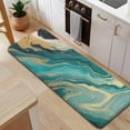 thumbnail image 5 of Teal Marble Gold Wave Pattern Kitchen Rug Mat,Kitchen Runner Rugs Non Skid Washable,Decorative Kitchen Floor Mats for Kitchen,Sink,Laundry,17"x47.2", 5 of 7