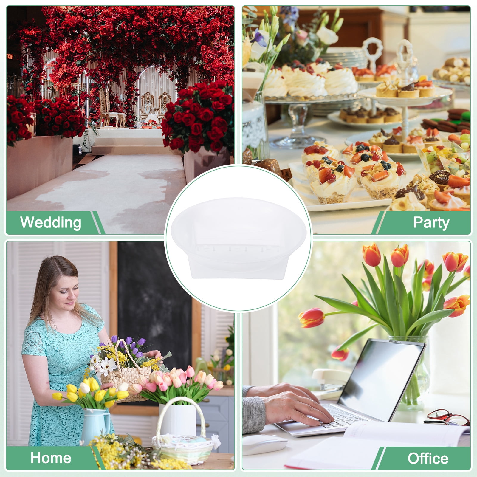 Uxcell 18-Pack Floral Foam Round Bowls, 6.3 Inch Round Arrangements DIY Floral Bowls, Flower Arrangements Round Floral Supplies [White]