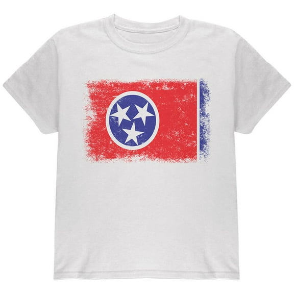 Born and Raised Tennessee State Flag Youth T Shirt White YXL