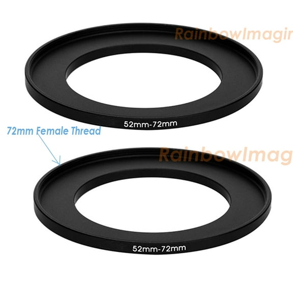 (2 Pack) Fotasy 52-72MM Step-Up Ring Adapter, 52mm to 72mm Step Up Filter Ring, 52 mm Male 72 mm Female Stepping Up Ring for DSLR Camera Lens and ND UV CPL Infrared Filters