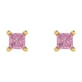 thumbnail image 3 of Clara Pucci 0.5Ct Pink Princess Cut VVS1 Push Back Stud 14k Solid hypoallergenic Gold Designer Earrings For April, 3 of 7