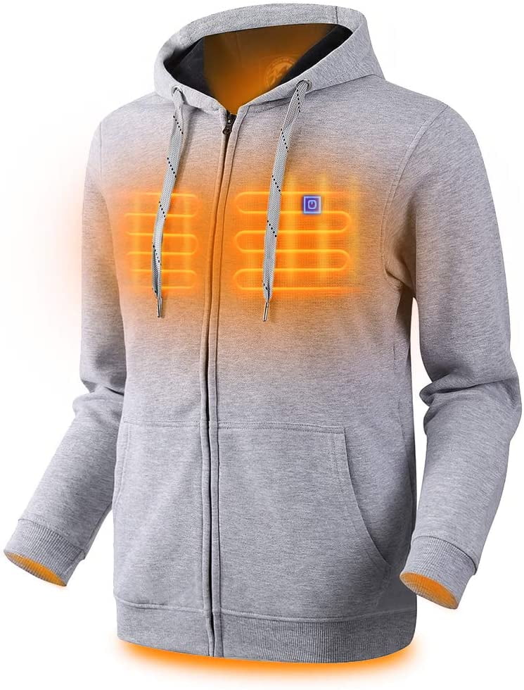 Mens Heated Hoodies Soft Lightweight Full Zip Hooded Jackets for Women
