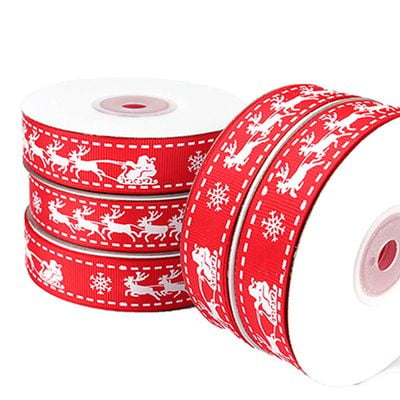 Christmas Cake Rec AkoaDa 1pcs Christmas Christmas Ribbon 2.5CM Red Green Double-sided Thread Print Christmas Cake Grosgrain Red Glitter Ribbon Cake Gift Wrap Christmas Decoration ()