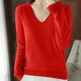 thumbnail image 4 of Scyoekwg Womens Tops V-Neck Knitted Sweater Fall Tops Trendy Solid Color Dressy Casual Blouses Loose Long Sleeve T Shirts Lightweight Pullover (Red,XXL), 4 of 7