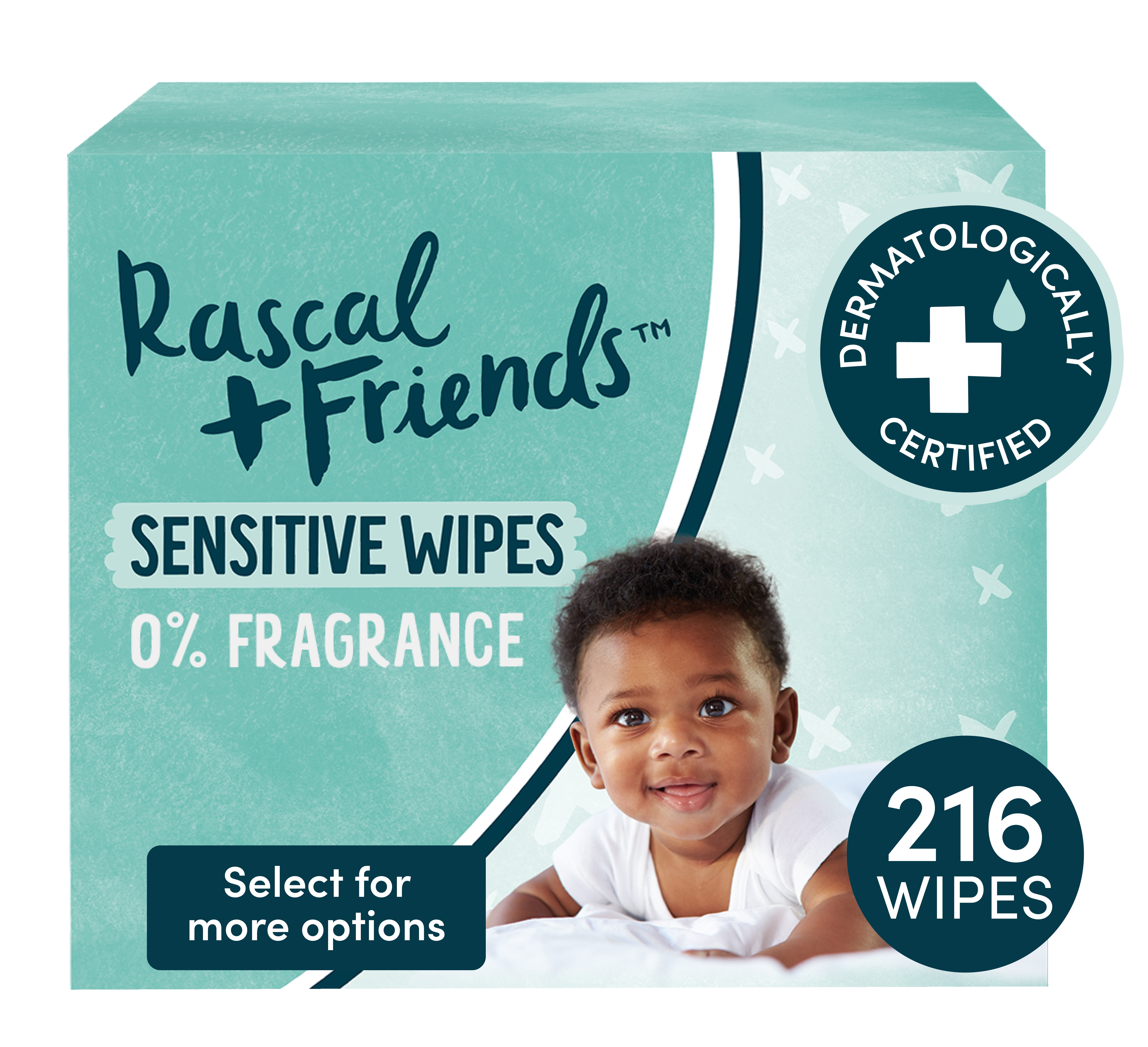 Rascal + Friends Sensitive Baby Wipes, 216 Count (Select for More