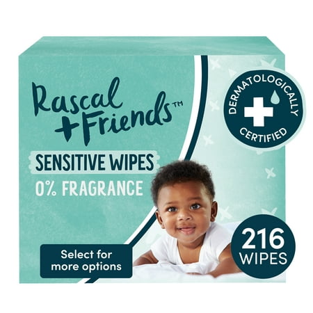 Rascal + Friends Sensitive Baby Wipes, 216 Count (Select for More Options)
