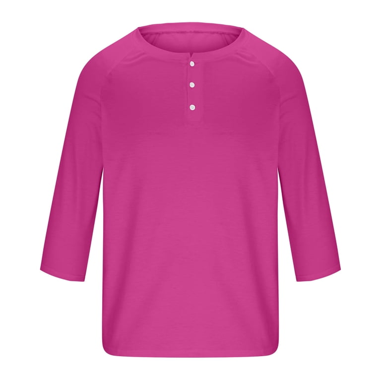 HAOTAGS Men's Henely Shirt, 3/4 Sleeve Button Basic T-Shirts