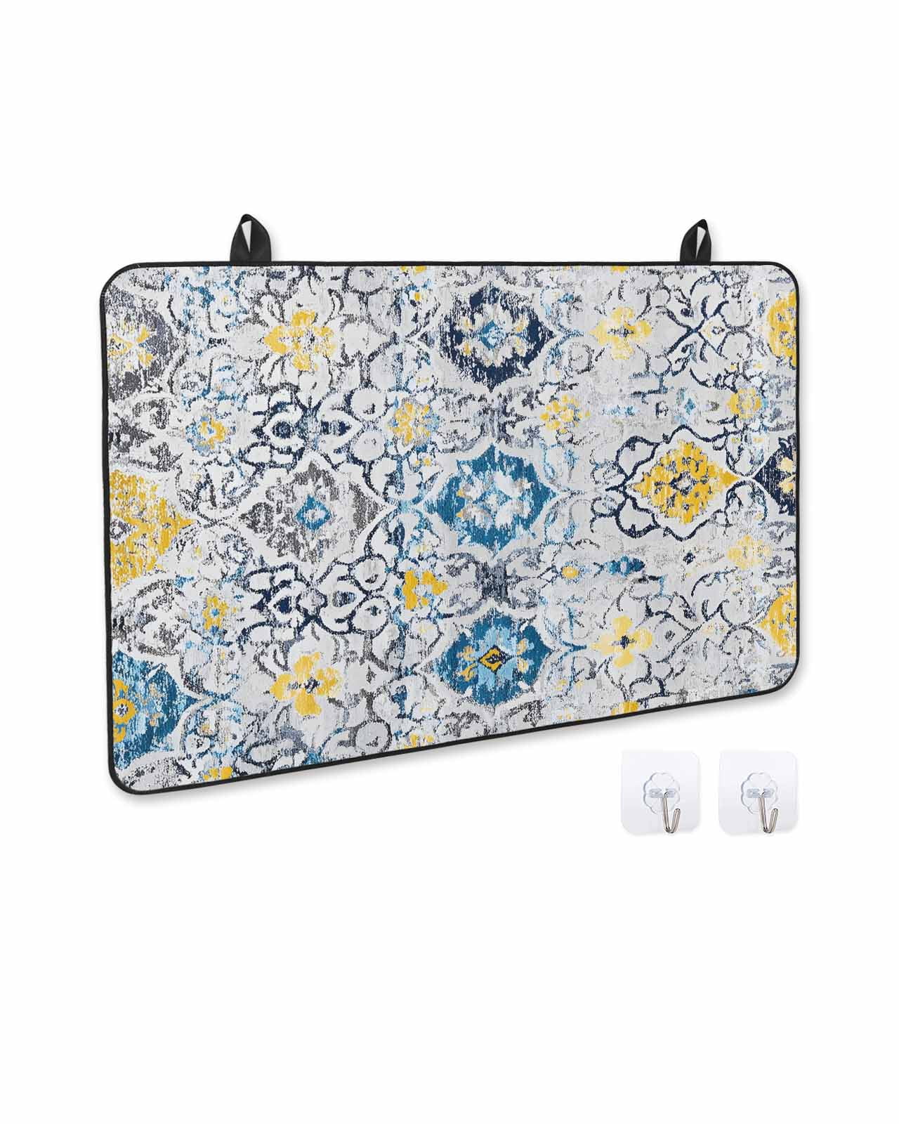 nqOlkjepod Large Induction Cooktop Protector Mat 36"x21", Vintage Ethnic Stove Top Covers for Electric Stove, Morocco Boho Farmhouse Abstract Texture Stove Burner Cover Mats, Glass Top Stove Cover