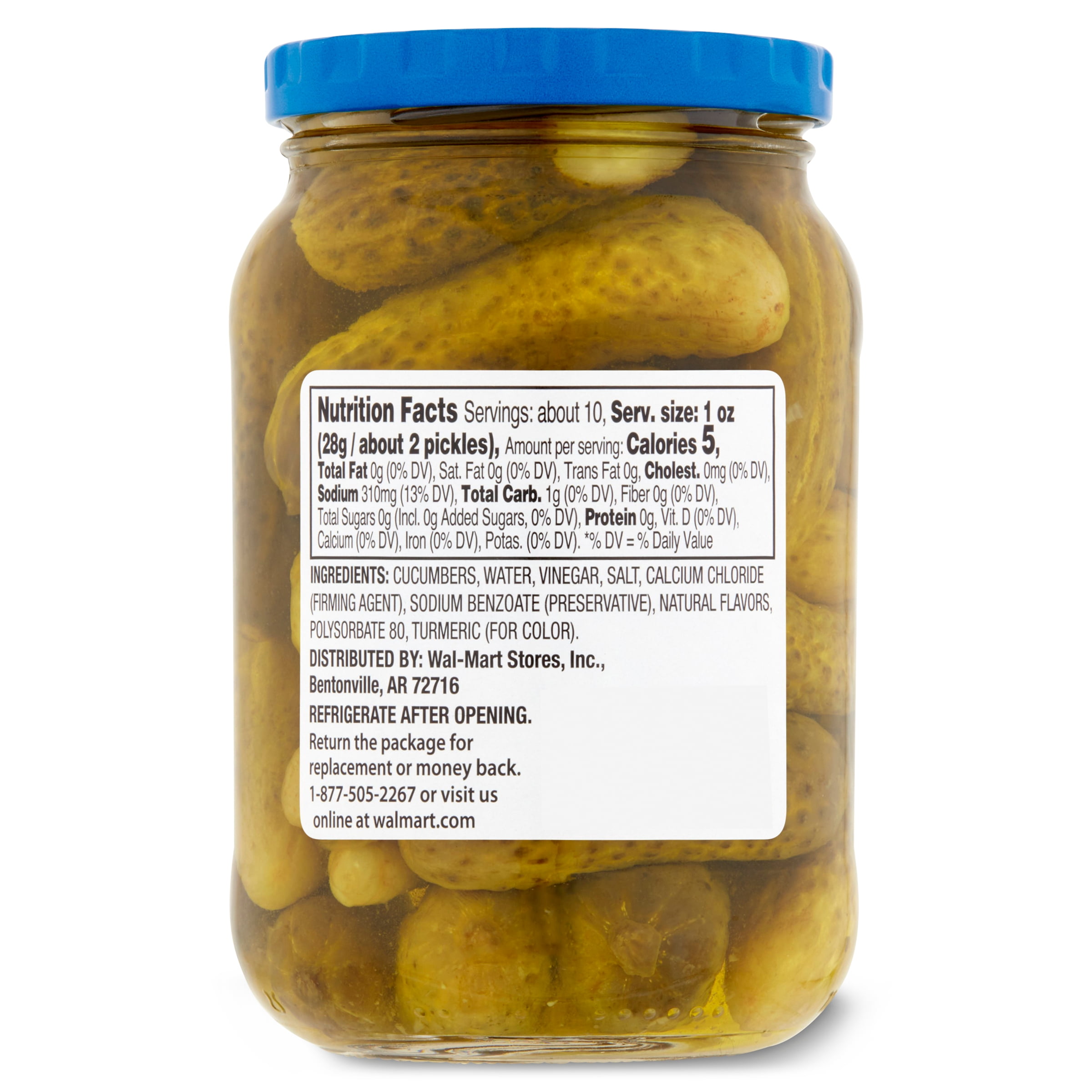 (6 pack) Great Value Kosher Dill Gherkins Fresh Pack, 16 fl oz