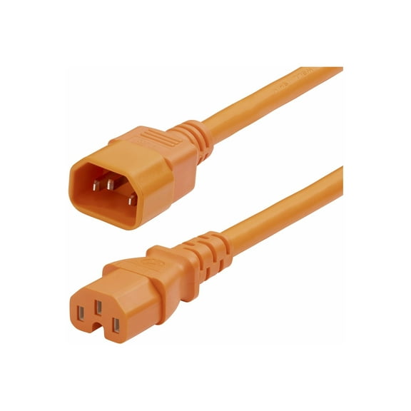 StarTech 6ft 1.8m Heavy Duty PDU Power Cord IEC 60320 C14 to C15 15A 250V 14AWG Orange Power Cable UL Listed