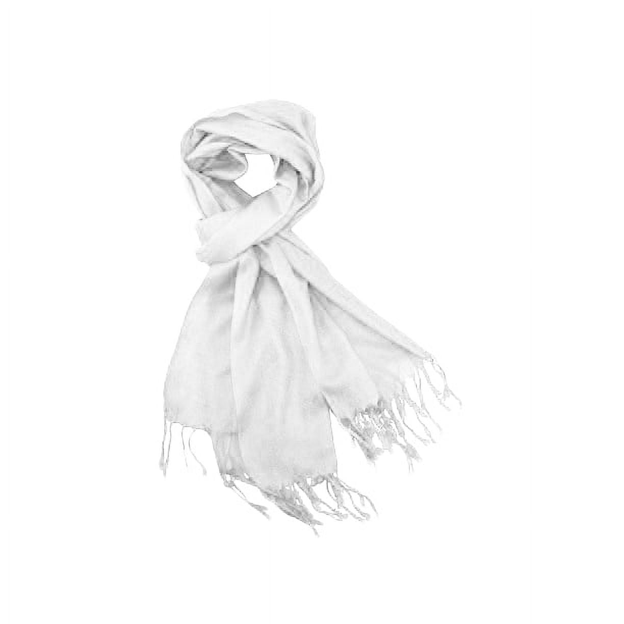 Oussum Long White Pashmina Silk Scarf for Women, Solid