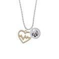 thumbnail image 2 of Delight Jewelry Goldtone Large Crystal Heart - Heartbeat Silvertone Script Initial Disc - W - Charm Necklace, 20"+3", 2 of 4