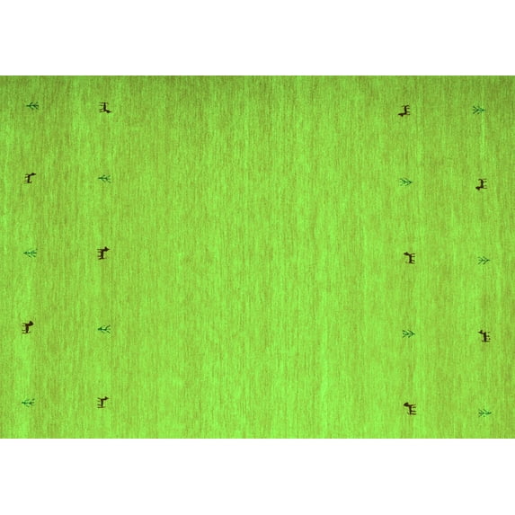 Ahgly Company Indoor Rectangle Abstract Green Contemporary Area Rugs, 7' x 10'