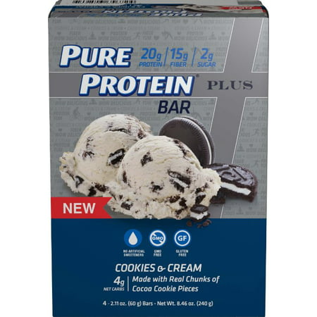 Pure Protein Plus Cookies & Cream Bars, 2.11 oz, 4 count