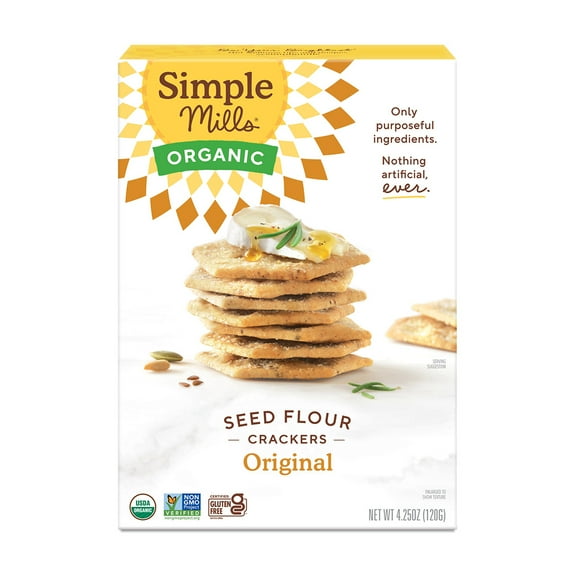 Pack of 6, Simple Mills Original Organic Seed Flour Crackers, 4.25 oz