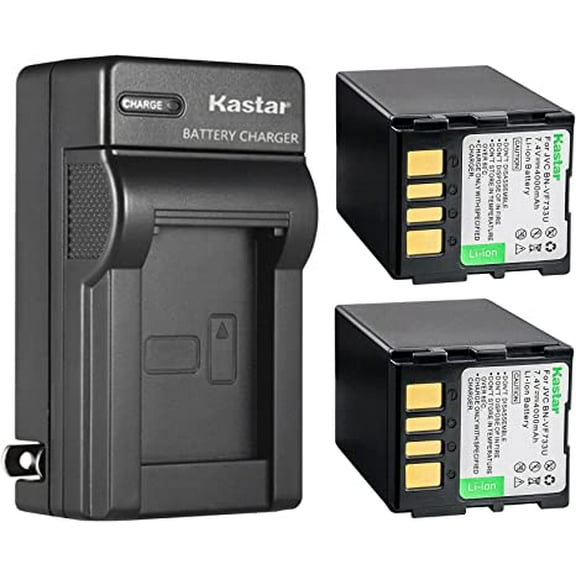 Kastar 2-Pack Battery and AC Wall Charger Replacement for JVC GR-D290AG GR-D290AH GR-D290AS GR-D290E GR-D290EG GR-D290EK GR-D290EX GR-D290EY GR-D290EZ GR-D290KR GR-D290U GR-D290UA GR-D290UB GR-D290US