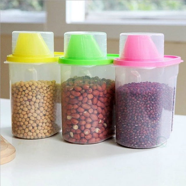 Space Saving Food Storage Containers, 3 Pack Of Bpa-Free Small Jars For Grain, Flour, Rice, Candy, Cookies, Etc, With Silicone Seal For Airtight Closure And Freshness Preservation
