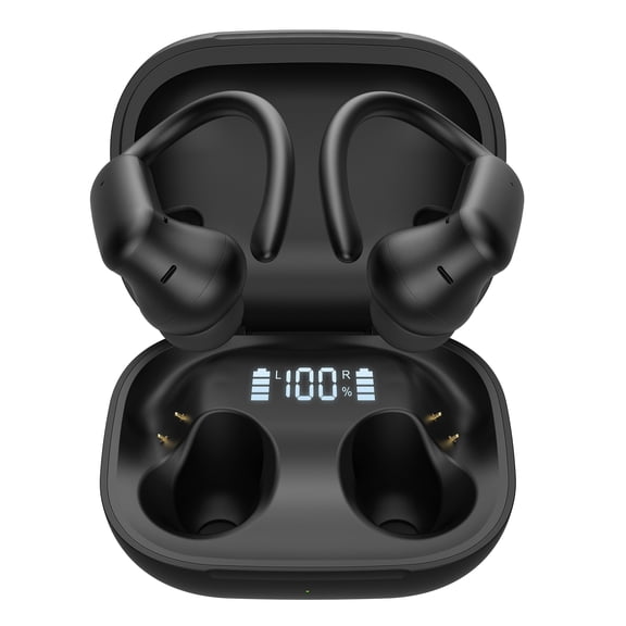 Bluetooth Headphones, True Wireless Earbuds with Over-Ear Hook, Waterproof Sports Earphones, Stereo Sound, Clear Calls,Ultra Comfort