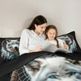 thumbnail image 5 of jejeloiu Boho Style Dreamcatcher Queen Comforter Set,Woodland Animal Wolf Bedding Sets,Howling Wolves Bedding Comforter Set For Kids Boys,Microfiber Bedroom Decor Reversible,3pcs, 5 of 8