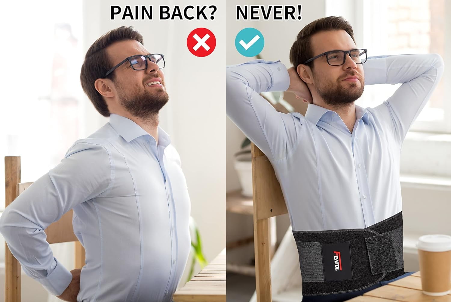 Adjustable Breathable Back Brace – Lumbar Support Belt for Lower Back Pain Relief, Posture Corrector for Daily Use & Sports, Fits 24-30 Inch Waist