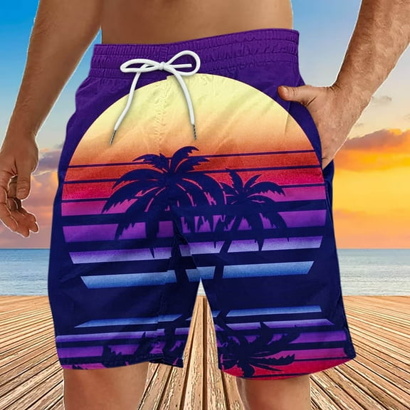 HaoXianJian Men's Shorts Hawaiian Summer Beach Short Casual Lightweight Swim Trunks Drawstring Quickly Dry Holiday Tropical Shorts with Pockets 3X 4X 5X