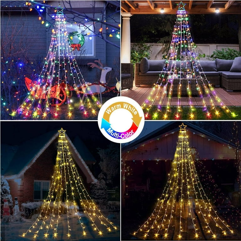 Tcamp Outdoor Christmas Decorations, 316LED Waterfall Christmas Tree Lights  with 11 Toppers Snowfla…See more Tcamp Outdoor Christmas Decorations