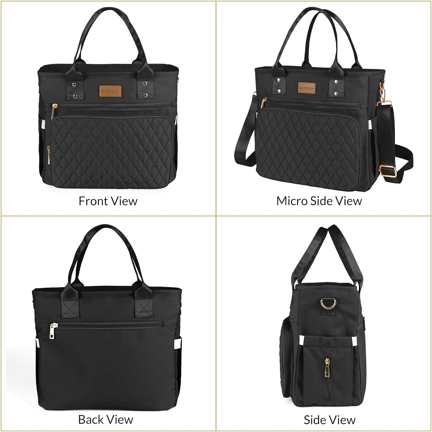 Large Women Lunch Bags for Work Insulated/Insulated Adult Lunch Box for Women/Durable Nylon Thermal Lunch Bag for Women/Leakproof Cooler Lunch Tote Bag with Storage Pocket (Black)