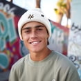 thumbnail image 4 of Dalix Chocolate Molecule Beanie Cap Dalix Chocolate Molecule Embroidered Beanie Hat Knit Cozy Cap Cold Weather Mens in White, 4 of 5
