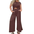 thumbnail image 2 of Womans Pants Women's Color Sleeveless Round Neck Eastic Waist Wide Leg Pants Casual Women's Jumpsuit Pants Travel Pants Comfortable Work Pants Women, 2 of 6