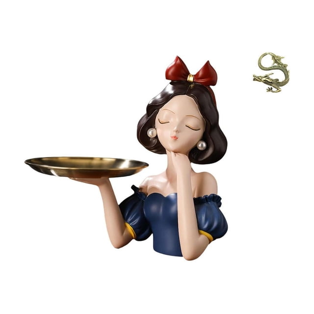 Bandeja para llaves, figura de niña de resina, bandeja para guardar llaves y dulces, escultura china de escritorio, miniatura de latón, decoración art