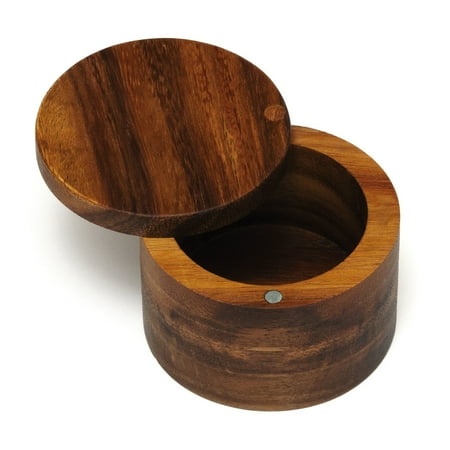 Lipper International Acacia Salt Box with Swivel Cover
