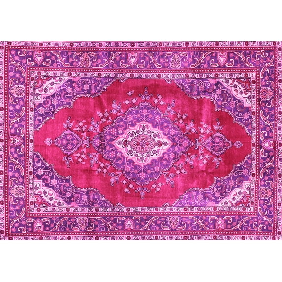 Ahgly Company Indoor Rectangle Medallion Pink Traditional Area Rugs, 8' x 12'